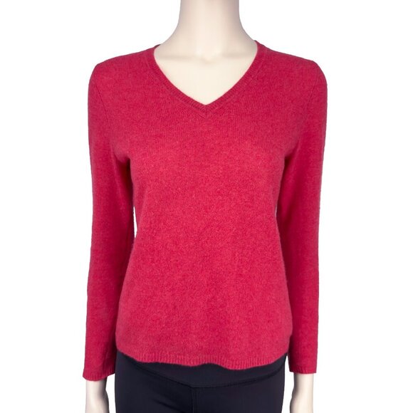 ADRIENNE VITTADINI 2-Ply Cashmere 100% V-Neck Long Sleeves Pink Sweater Pull S - Picture 1 of 7